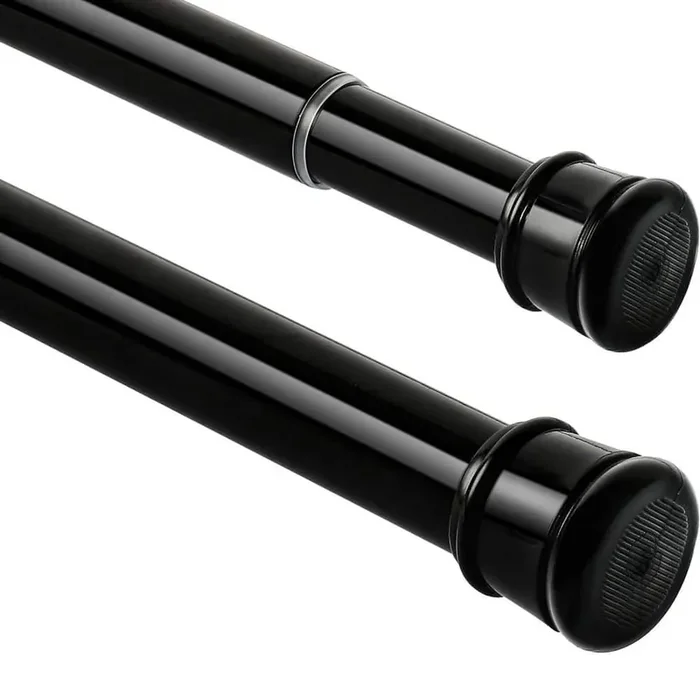 1-Pack Premium 1.70 in. W x 55.40 in. L Matte Black Stainless Steel Adjustable Tension Shower Curtain Liner