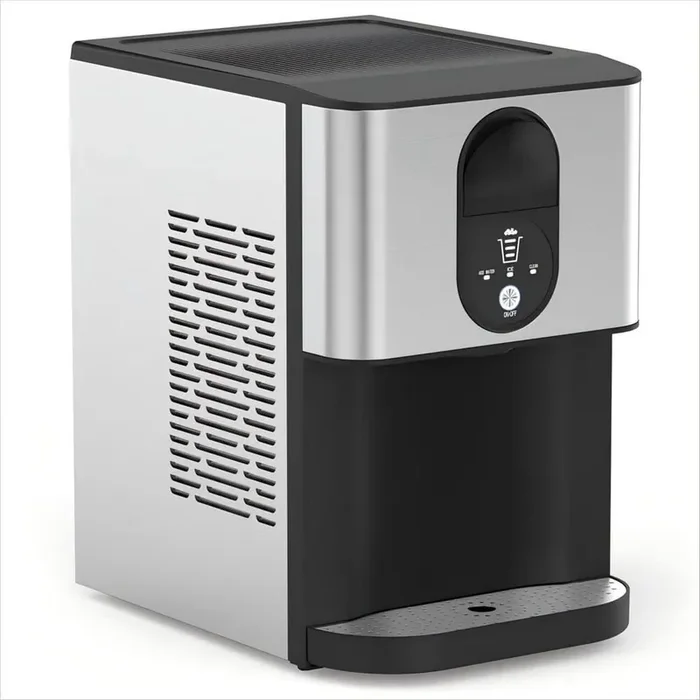 10.63 in. 44 lbs. Countertop or Portable Nugget/Pebble Ice Maker in Stainless Steel Silver