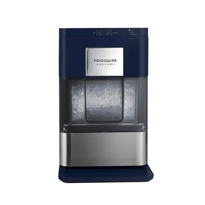 10 in. 44 lbs. Countertop Portable Nugget Ice Maker in Navy with Stainless Steel Accents