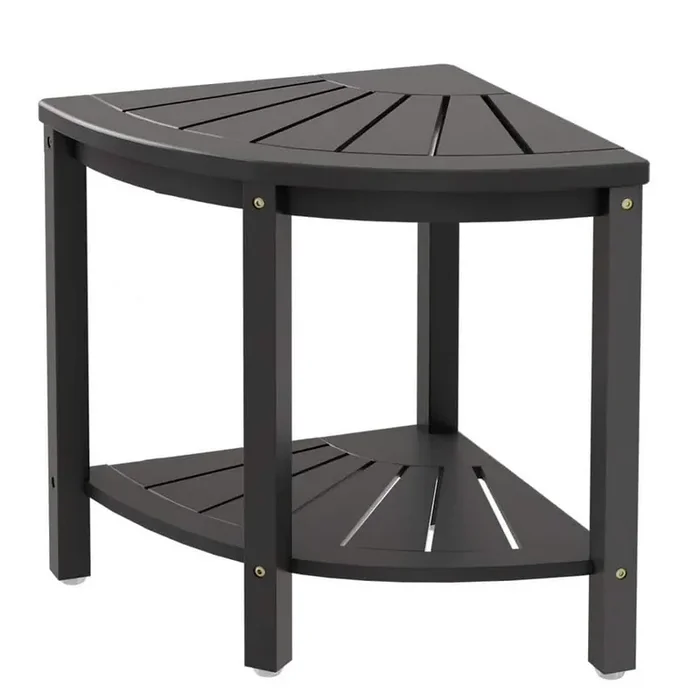 15.8 in. D x 15.8 in. W x 17 in. H Freestanding Walk In Shower Seat Corner Shower Bench in Black with Shelf
