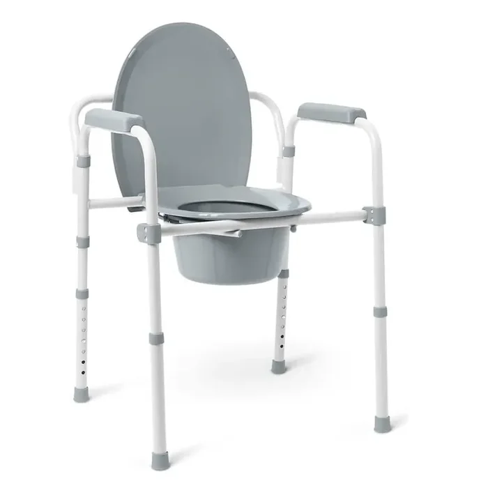 19 in. x 24.5 in. Sturdy Folding Frame Elongated Toilet Seat with 350 lb. Weight Capacity in Gray