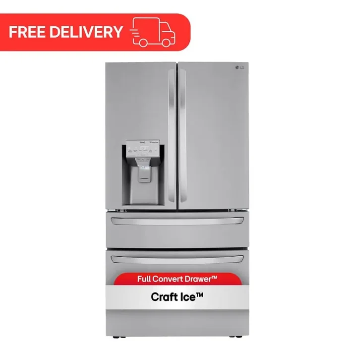 30 cu. ft. 4-Door French Door Refrigerator Full Convert Drawer, Smart Cooling and Craft Ice, Print Proof Stainless Steel