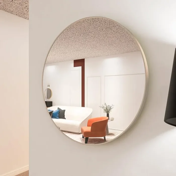 32 in. W x 32 in. H Round Framed for Wall Decorative Bathroom Vanity Mirror in Matte Gold