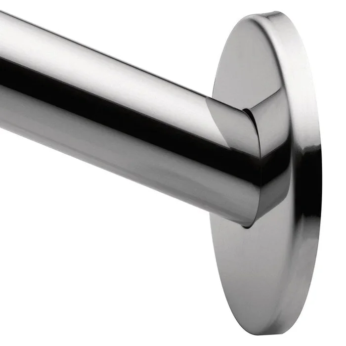 60″ Low-Profile Curved Stainless Steel Shower Rod with Concealed Mount Flanges