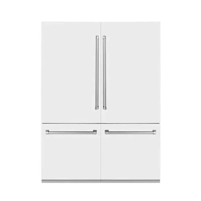 60 in. 4-Door French Door Refrigerator with Internal Ice & Water Dispenser with Matte White Panels