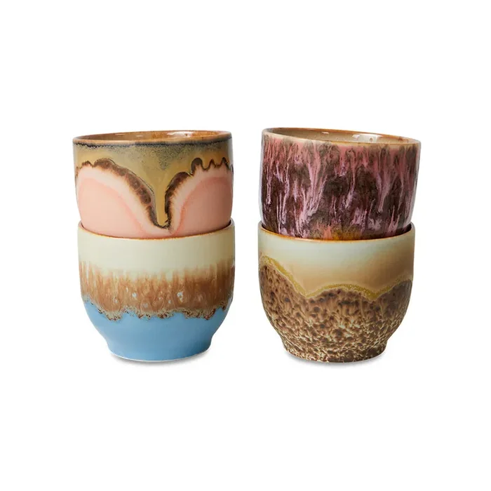 70s Ceramics Cafe Mugs Lagoon Set Of Four
