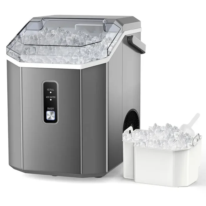 8.66 in. 33 lbs. Portable Countertop Nugget/Pebble Ice Maker in Grey