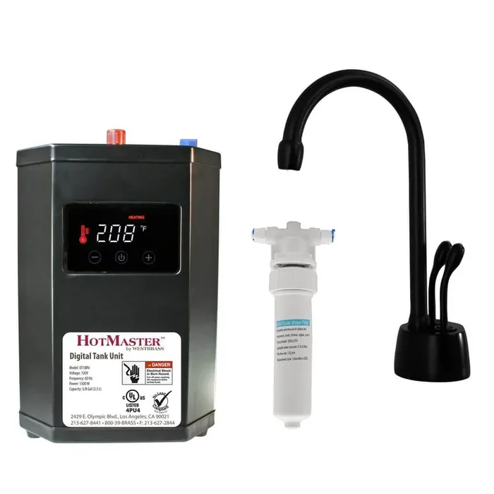 9-1/4 in. Develosah 2-Handle Hot and Cold Water Dispenser with Instant Hot Water Digital Tank in Matte Black