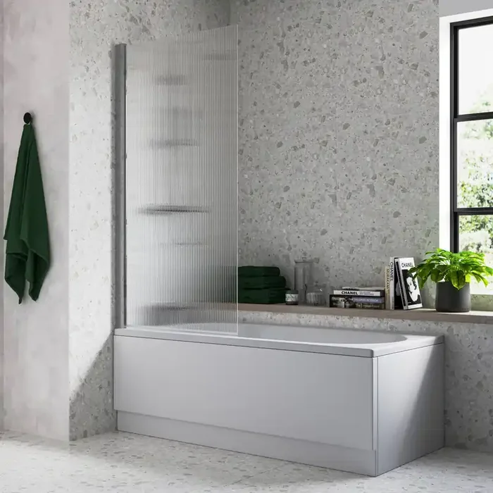 Ajax 1500mm Chrome Single Fluted Straight Bath Screen