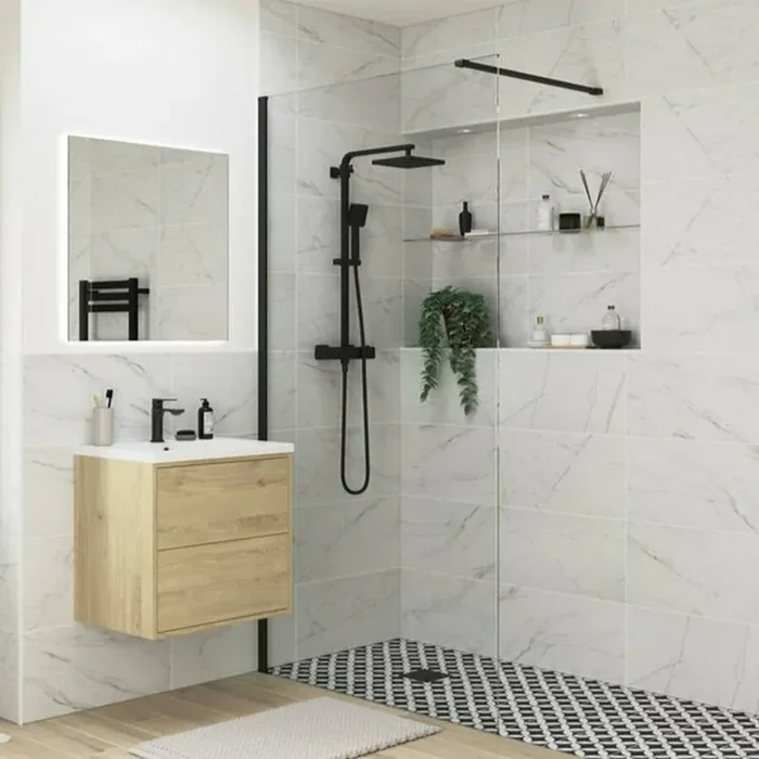 Ajax Reni 8mm Clear Glass 1000mm Wetroom Panel in Black