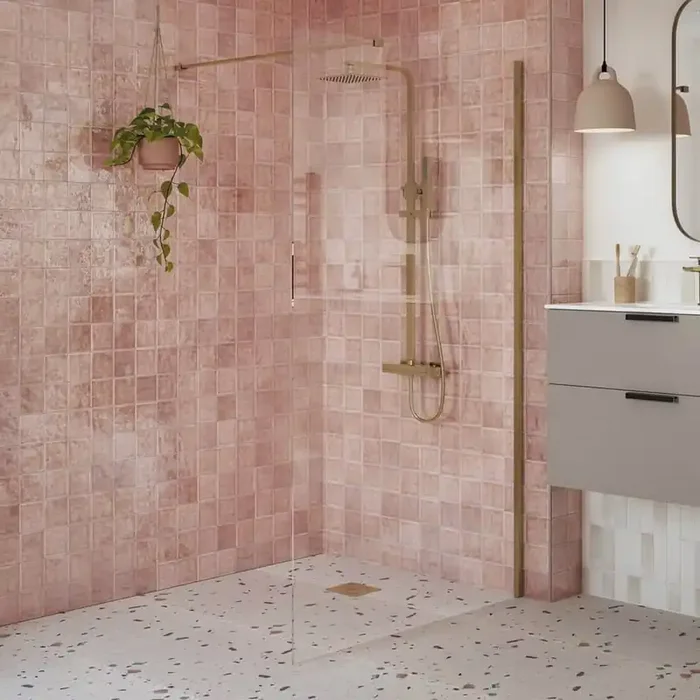 Ajax Reni 8mm Clear Glass 1000mm Wetroom Panel in Brushed Bronze