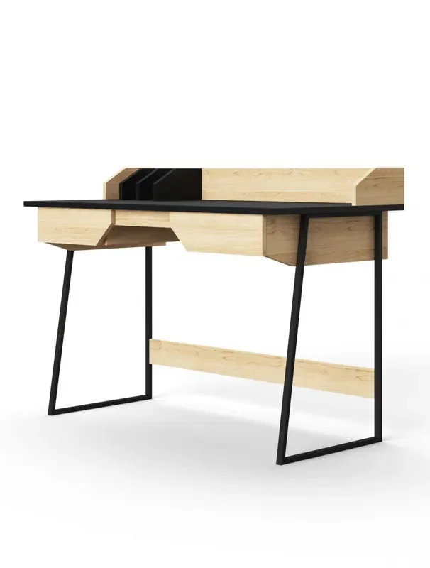 Alphason Salisbury Black and Oak Home Office Desk (AW3100)