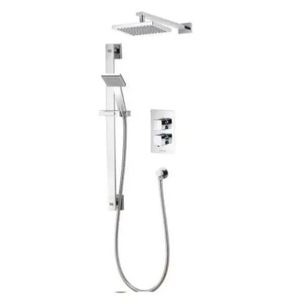 Aqualisa Aq Square Two Outlet Thermostatic Concealed Shower Valve Kit With Shower Head – Chrome