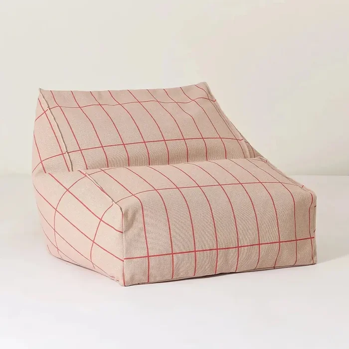 Armchair Beanbag Vibes Pink and Red Grid