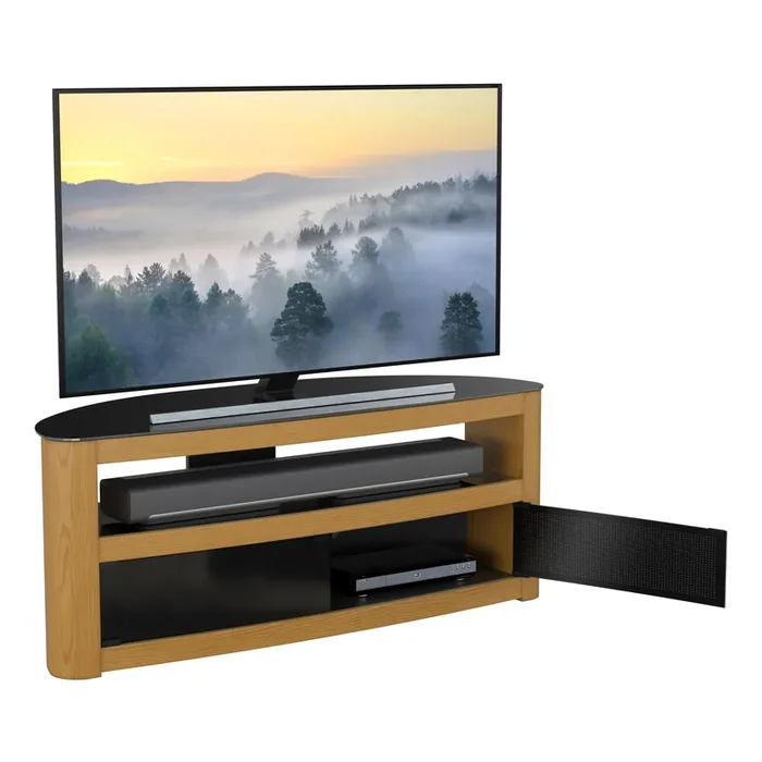 AVF Affinity Burghley 1.25m Oak Curved TV Stand for TVs up to 65″