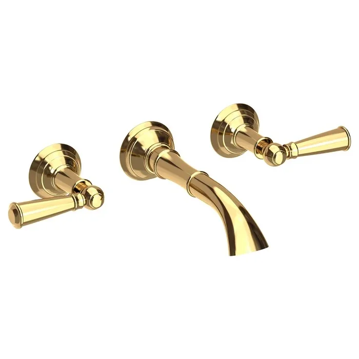 Aylesbury Two Handle Wall-Mount Bathroom Faucet – Polished Brass Uncoated