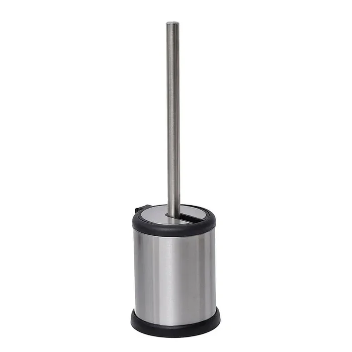 Bath Toilet Bowl Brush Holder with Folding Lid Stainless Steel