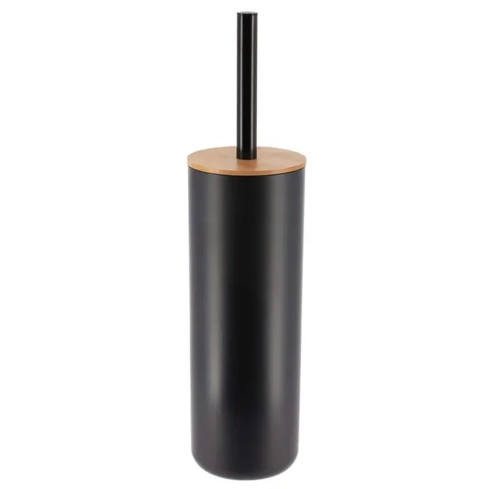 Black Toilet Brush and Holder Set Padang with Bamboo Top – Stylish Bathroom Cleaning Solution for Modern Homes