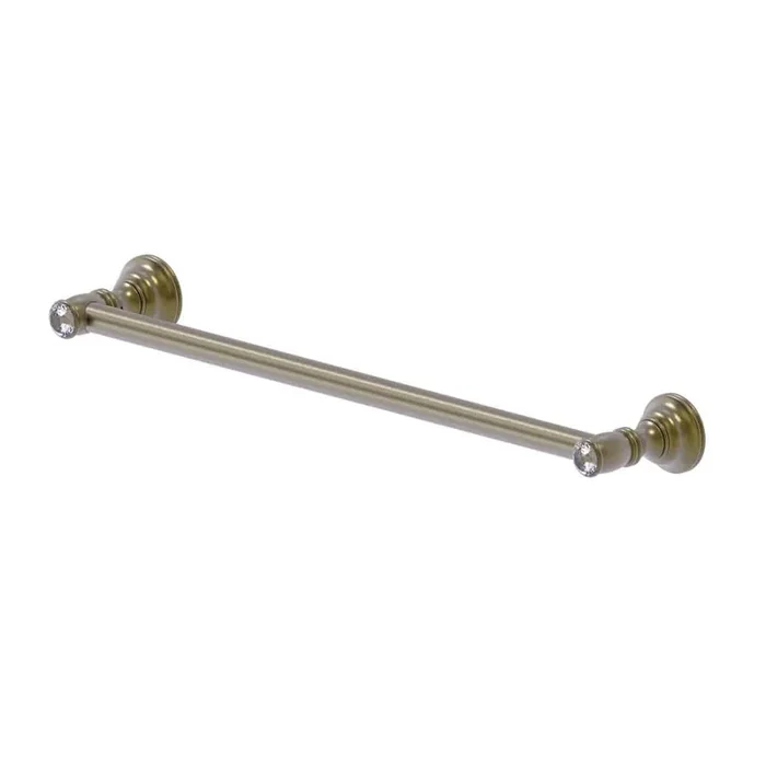 Carolina Crystal Collection 18 in. Wall Mounted Towel Bar in Antique Brass