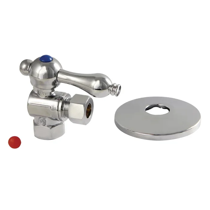 CC33101K 3/8-Inch FIP x 3/8-Inch O.D. Comp Quarter-Turn Angle Shut-Off Valve with Flange, Polished Chrome