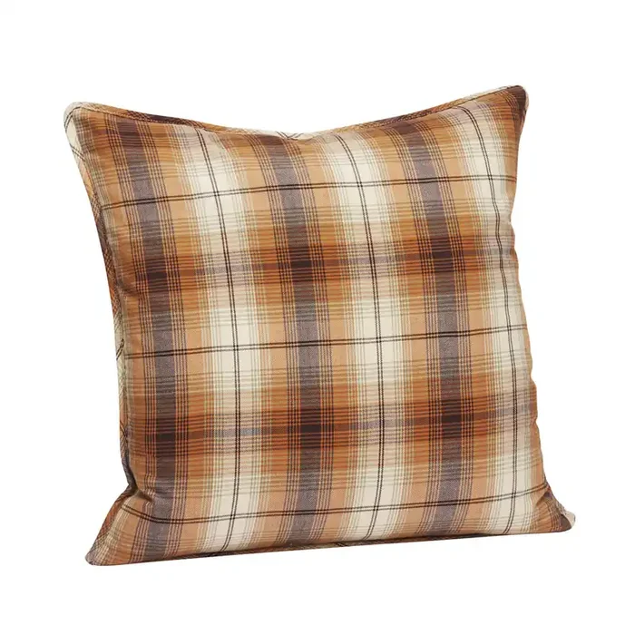 Checked Cushion Cover – Pumpkin Spice, Off White, Brown
