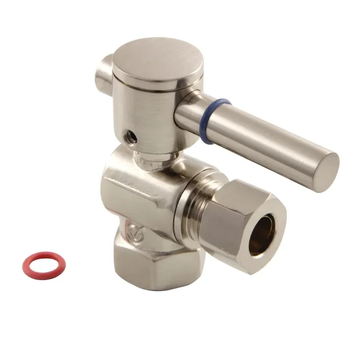 Concord CC33108DL 3/8-Inch FIP x 3/8-Inch O.D. Comp Quarter-Turn Angle Shut-Off Valve, Brushed Nickel