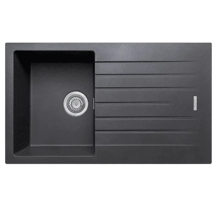 Contemporary Granite Single Bowl Sink with Drainer 500 x 860mm – Gunmetal