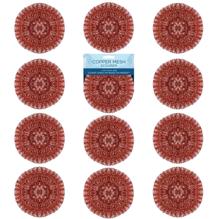 Copper Mesh Scourer – 12 pack, size 3.5″ x 3.5″ x 1.25″, Heavy Duty