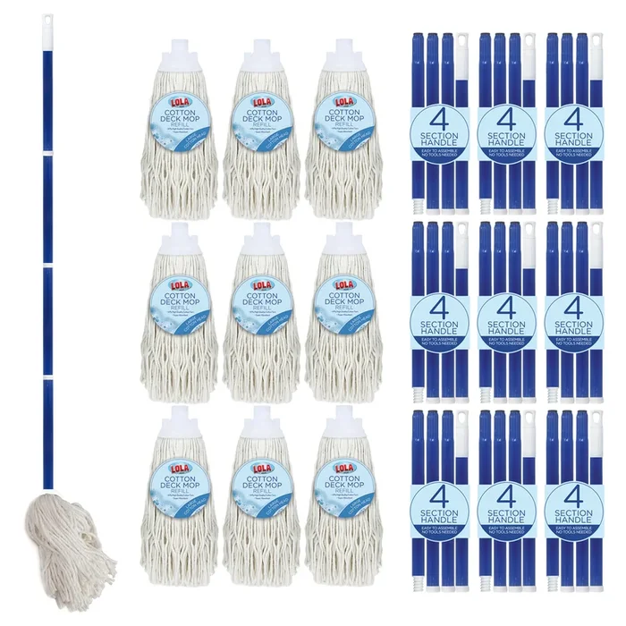 Cotton Deck Mop, White, w/ 4-Ply High Quality Yarn (case of 9)