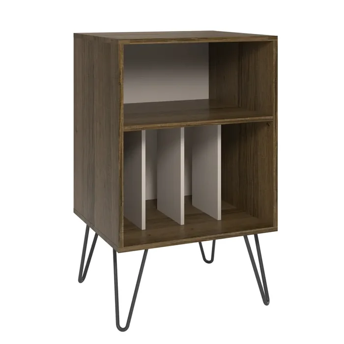 Dorel Home Concord Range Turntable Stand in Brown Oak and White