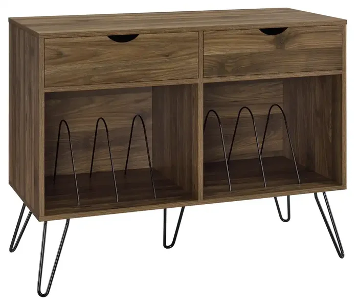 Dorel Home Concord Turntable Stand with Drawers in Walnut