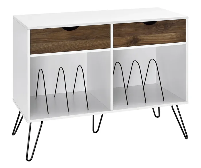Dorel Home Concord Turntable Stand with Drawers in White and Oak