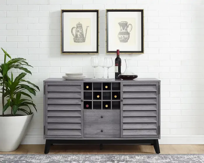 Dorel Home Vaughn Range Wine Cabinet in Grey Oak