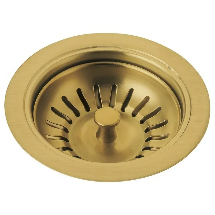 Drain Flange with Strainer Brushed Gold Brass for Kitchen Sink 4-1/2 Inch