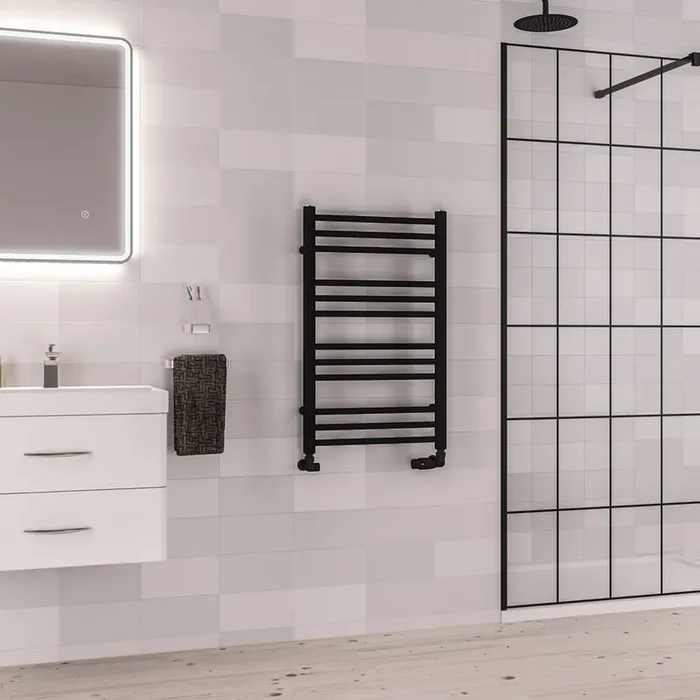 Eastbrook Corinium Round Straight Heated Towel Rail – Matt Black