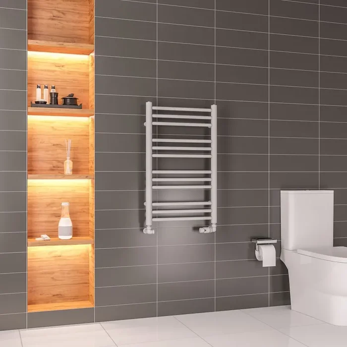 Eastbrook Corinium Round Straight Heated Towel Rail – Matt Grey