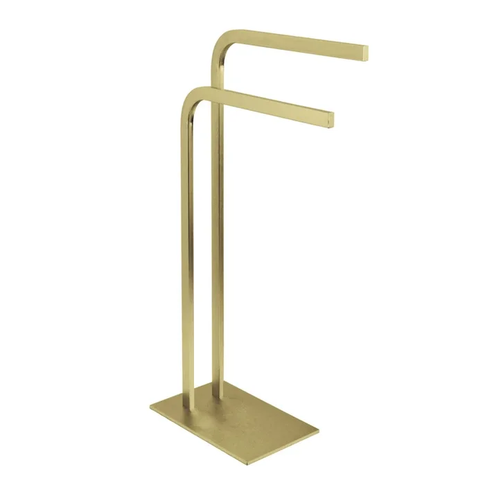 Edenscape SCC8007 31-Inch Freestanding Pedestal 2-Tier L-Shape Towel Rack, Brushed Brass