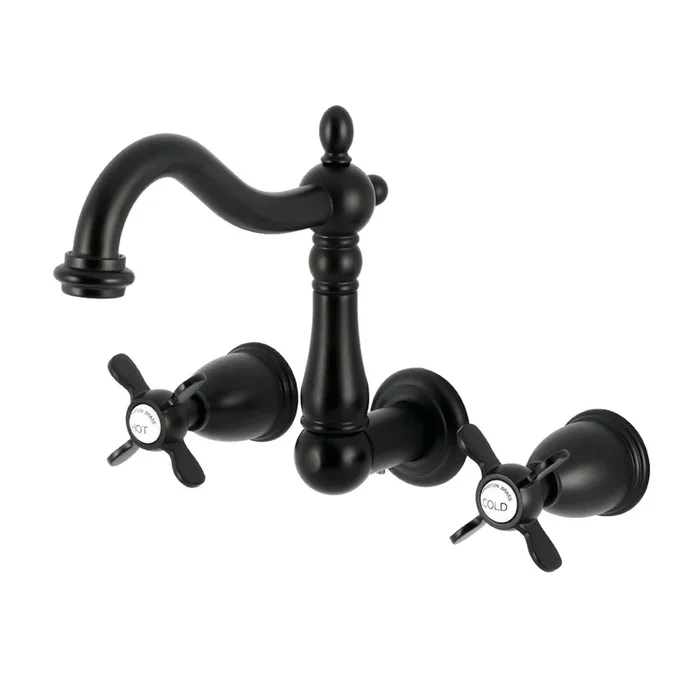 Essex KS1250BEX Double-Handle 3-Hole Wall Mount Bathroom Faucet, Matte Black