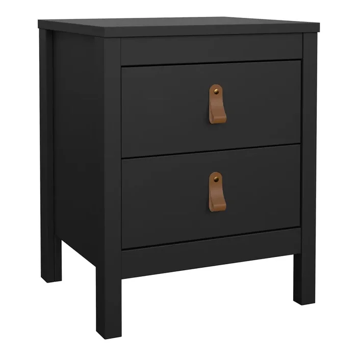 Furniture To Go Barcelona Bedside Table 2 Drawers in Matt Black