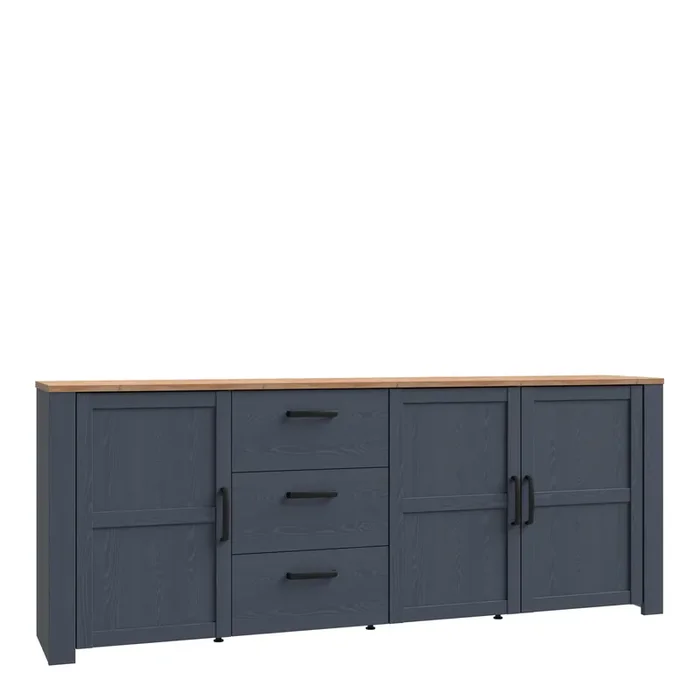Furniture To Go Bohol Large Sideboard 3 Door 3 Drawer in Riviera Oak/Navy