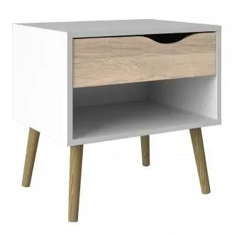 Furniture To Go Oslo Bedside Cabinet in White and Oak (7047539449AK)