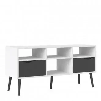 Furniture To Go Oslo Wide TV Stand in White and Black (7047539149GM)