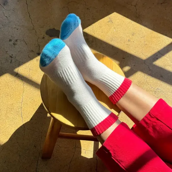 Girlfriend Socks Colour Block Blue Red