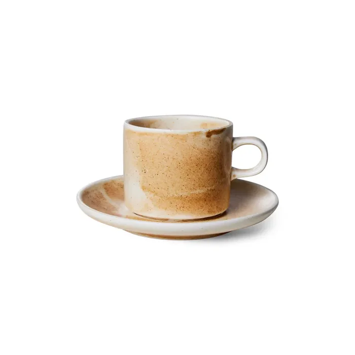 Home Chef Ceramics Cup&Saucer Rustic Cream&Brown