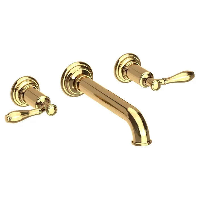 Ithaca Two Handle Wall-Mount Bathroom Faucet – Polished Brass Uncoated