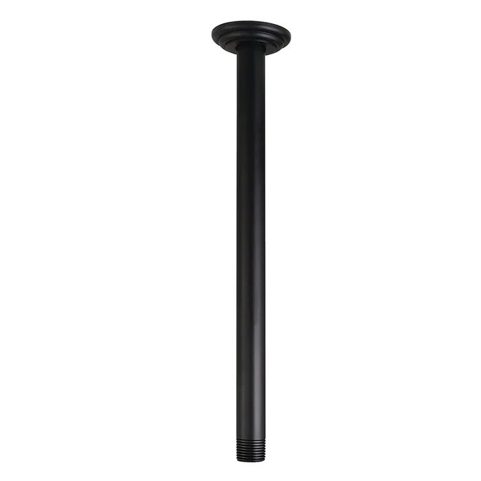 K211C0 12-Inch Rain Drop Ceiling Mount Shower Arm with Round Flange, Matte Black