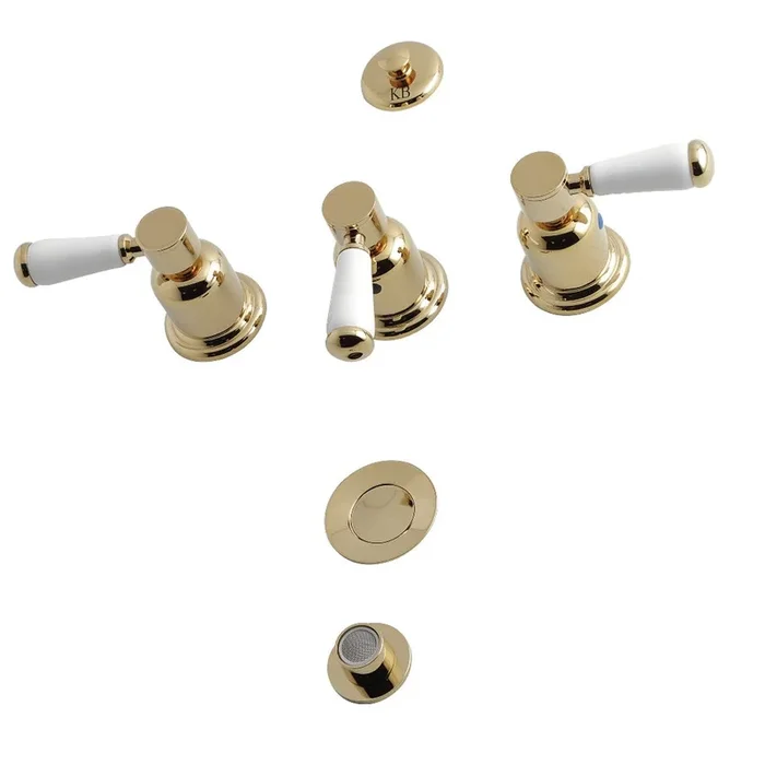 Kingston Brass Paris KB6322DPL 3-Handle Bidet Faucet in Polished Brass