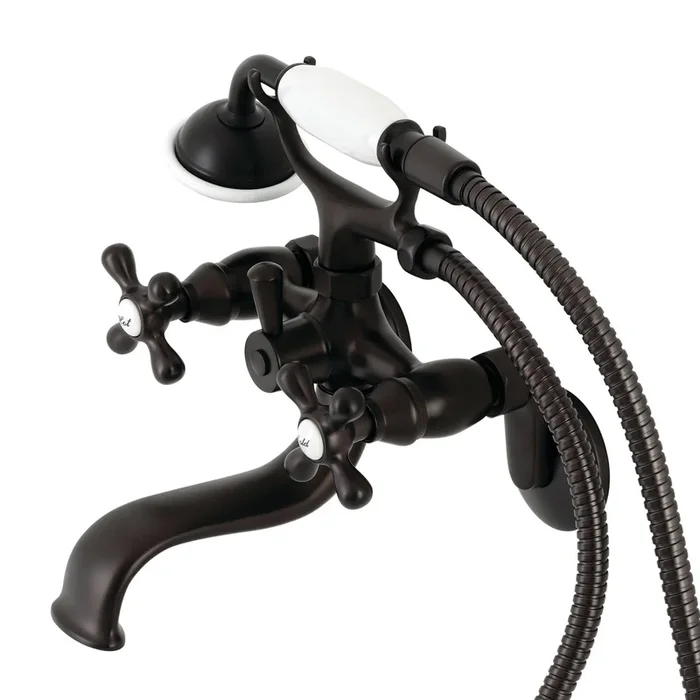 Kingston KS226ORB Two-Handle Clawfoot Tub Faucet with Hand Shower, Oil Rubbed Bronze