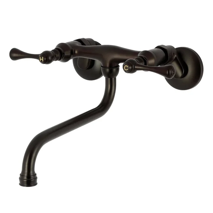 Kingston KS315ORB Double-Handle 2-Hole Wall Mount Bathroom Faucet, Oil Rubbed Bronze