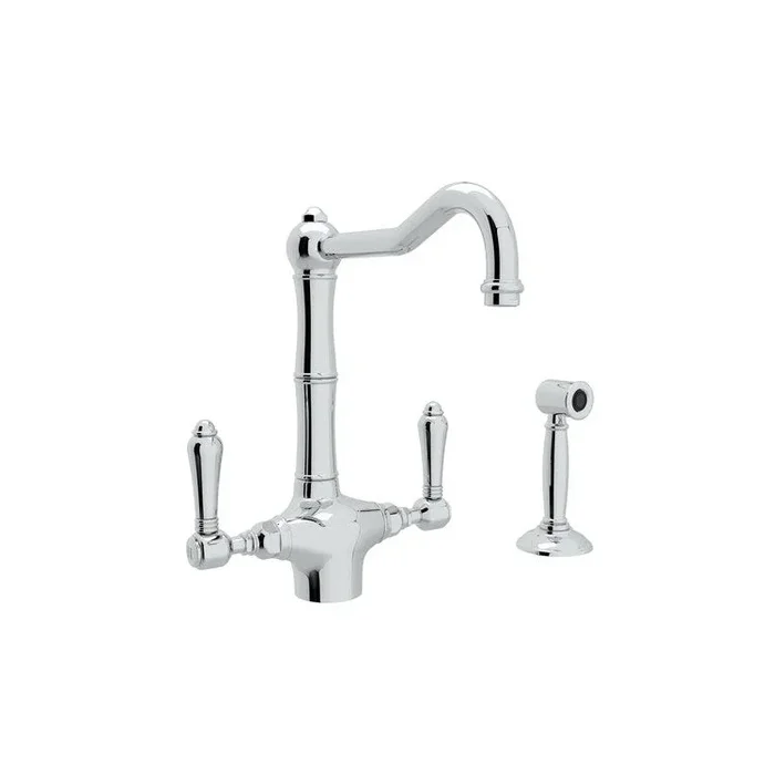 Kitchen Faucet Acqui with Sidespray 2 Metal Lever Polished Chrome 11-29/64 Inch Column Spout 1.5 Gallons per Minute